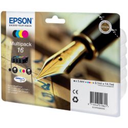 Epson Pen 16 DURABrite Ultra Ink, Ink Cartridge, Black, Cyan, Magenta, Yellow Multipack, C13T16264010 (package 4 each)